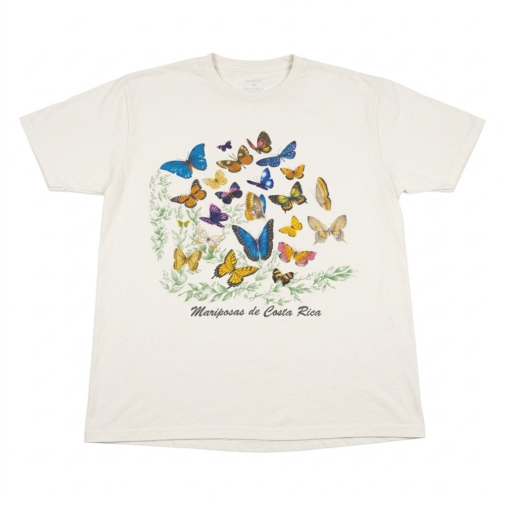 Mariposas de Costa Rica T-Shirt XL White Butterfly Nature Graphic Made in CR‎